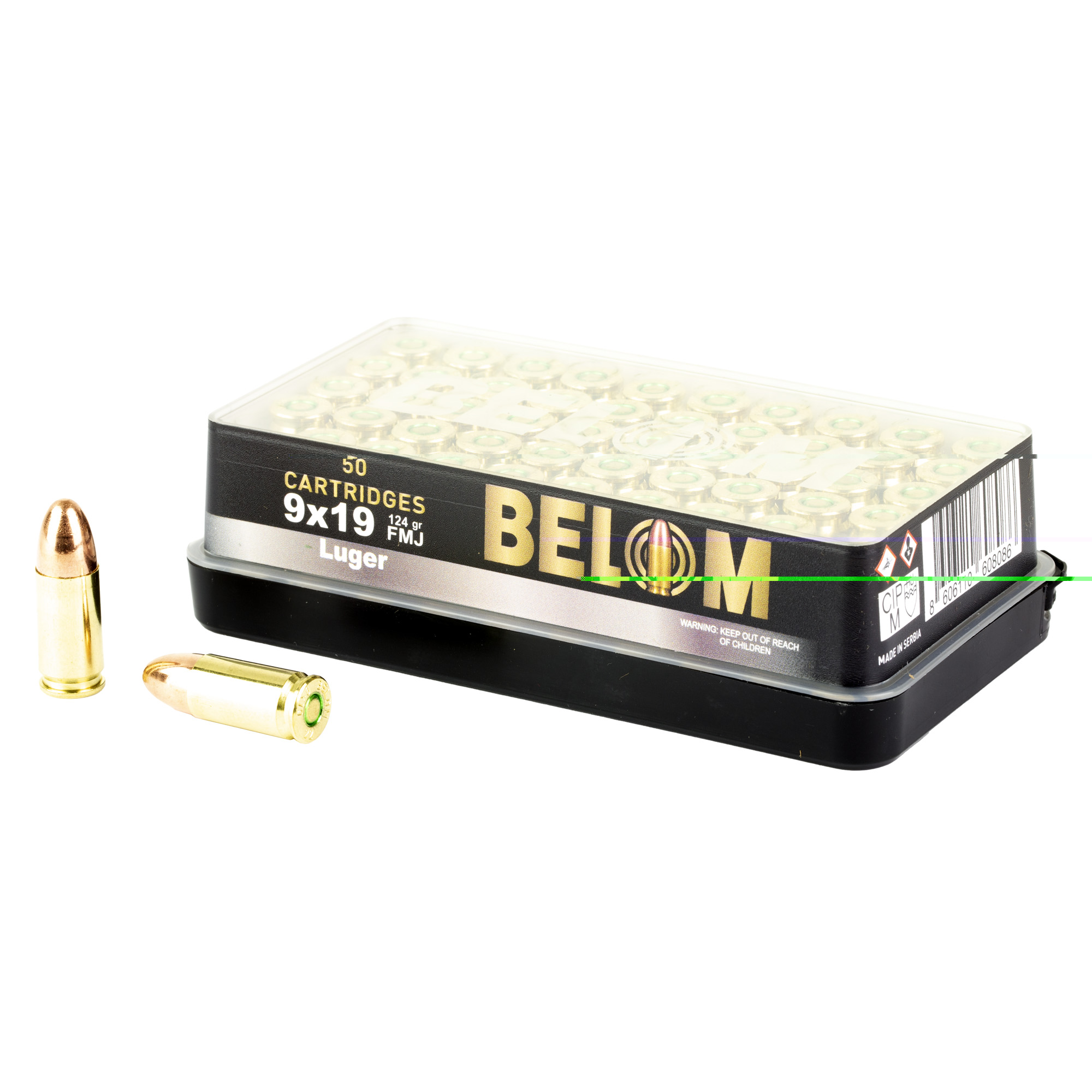 8606110608086 Belom 9mm 124gr Fmj Brass 50/1000