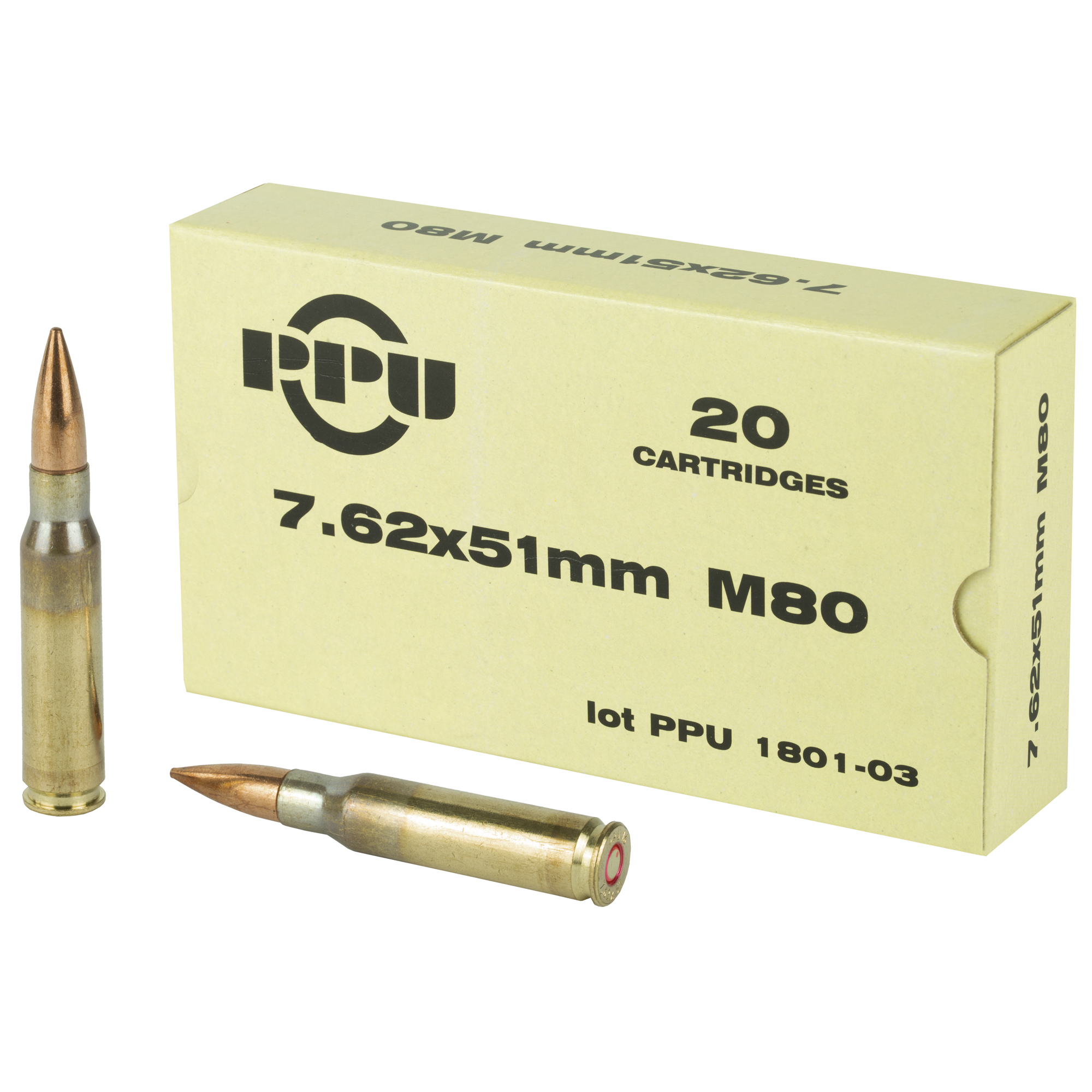 Ppu 7.62x51 145gr M80 Fmjbt 20/500