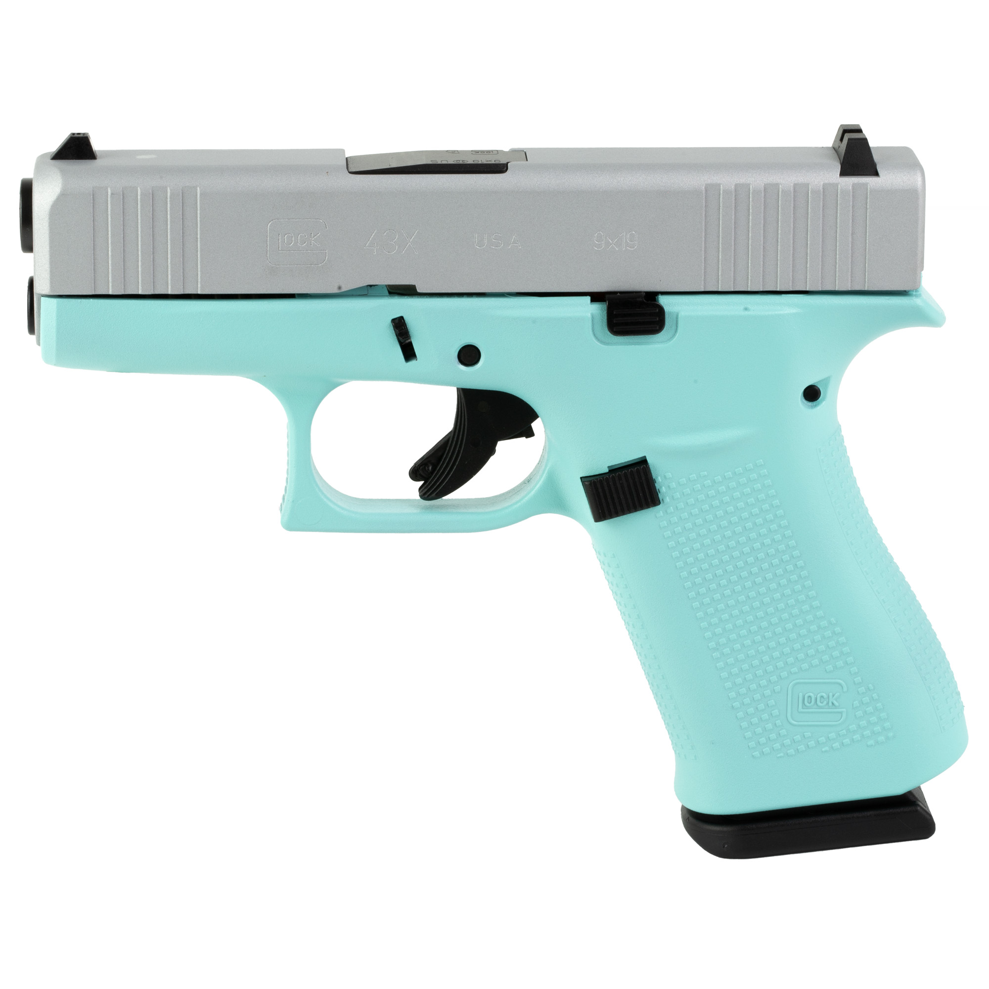 Glock 43x 9mm 10rd Robins Egg/silver