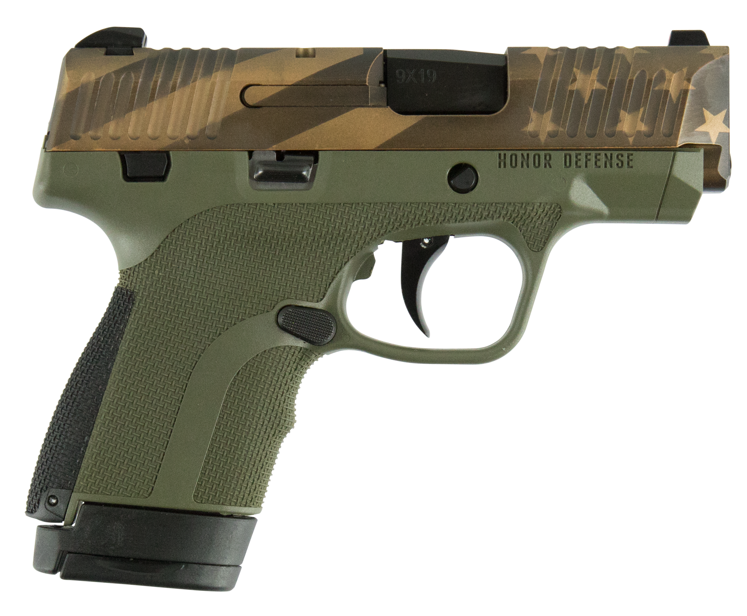 Honor Defense Honor Guard, Hd Hg9scflgod Subcompact 9mm Flag Odgrn Grip