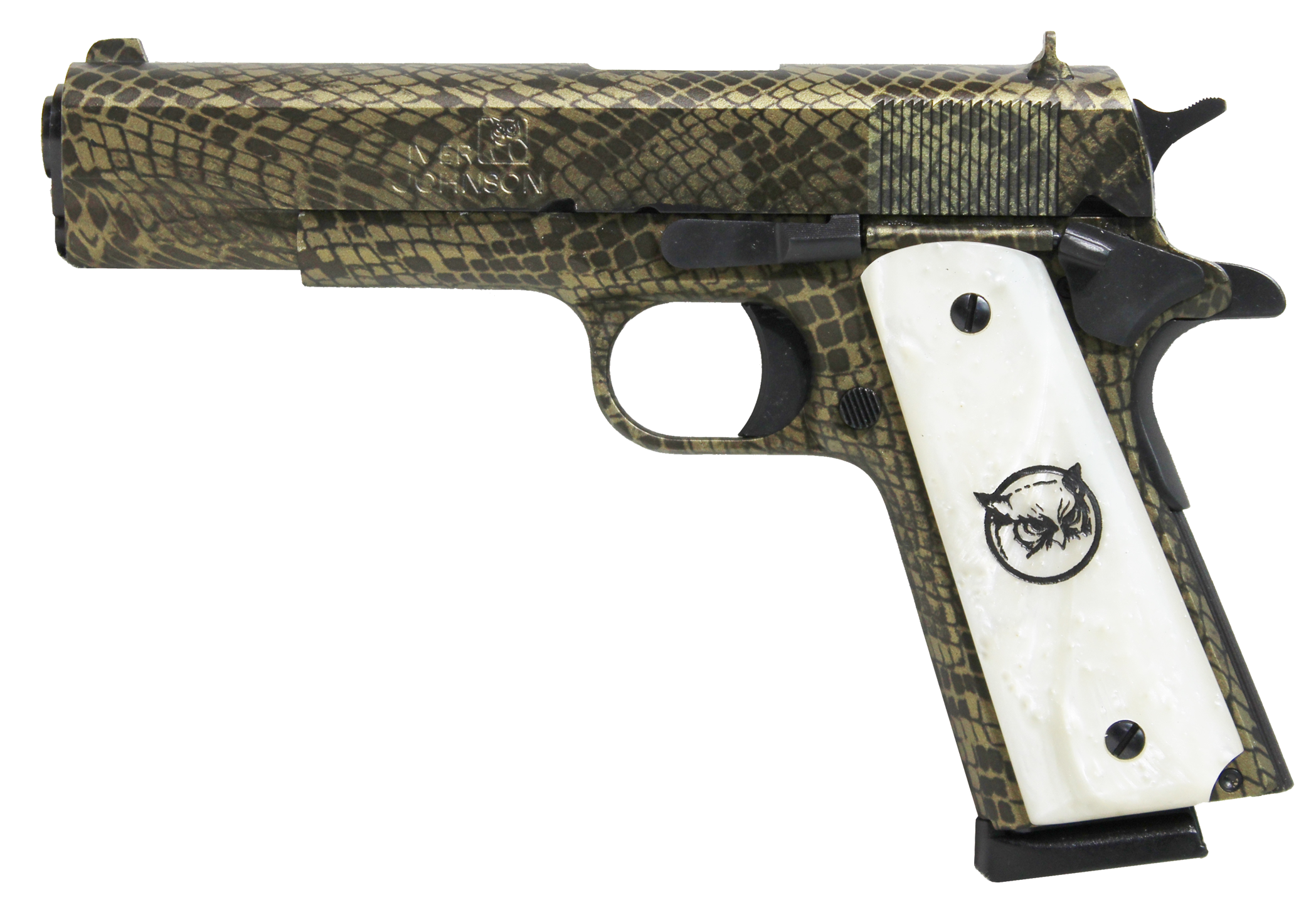 Oaks Wholesale Dist/iver 1911 A1, Iver 1911a1watermoccasin 45  5in Gvrn Snake Grn