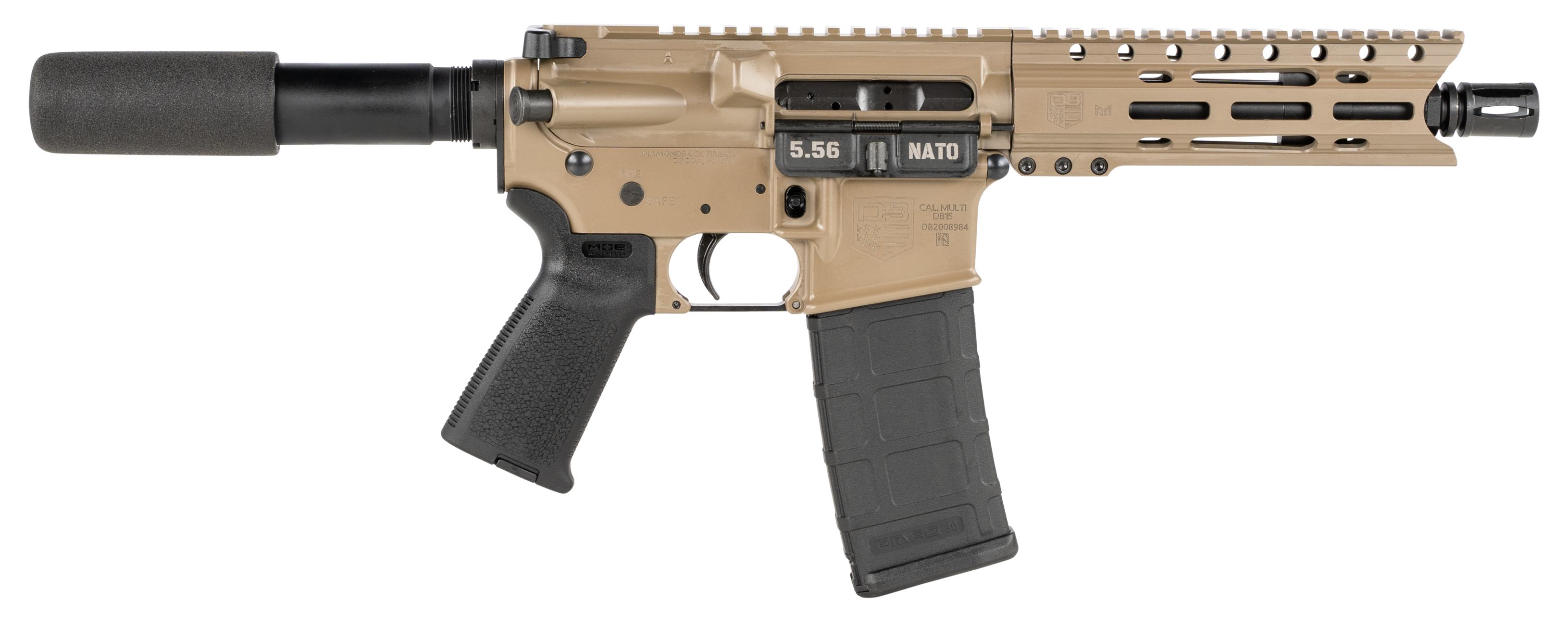 810035751484 Diamondback Db15, Dia Db15pcml7fde 5.56 7in Crbn Pstl 30r Fde