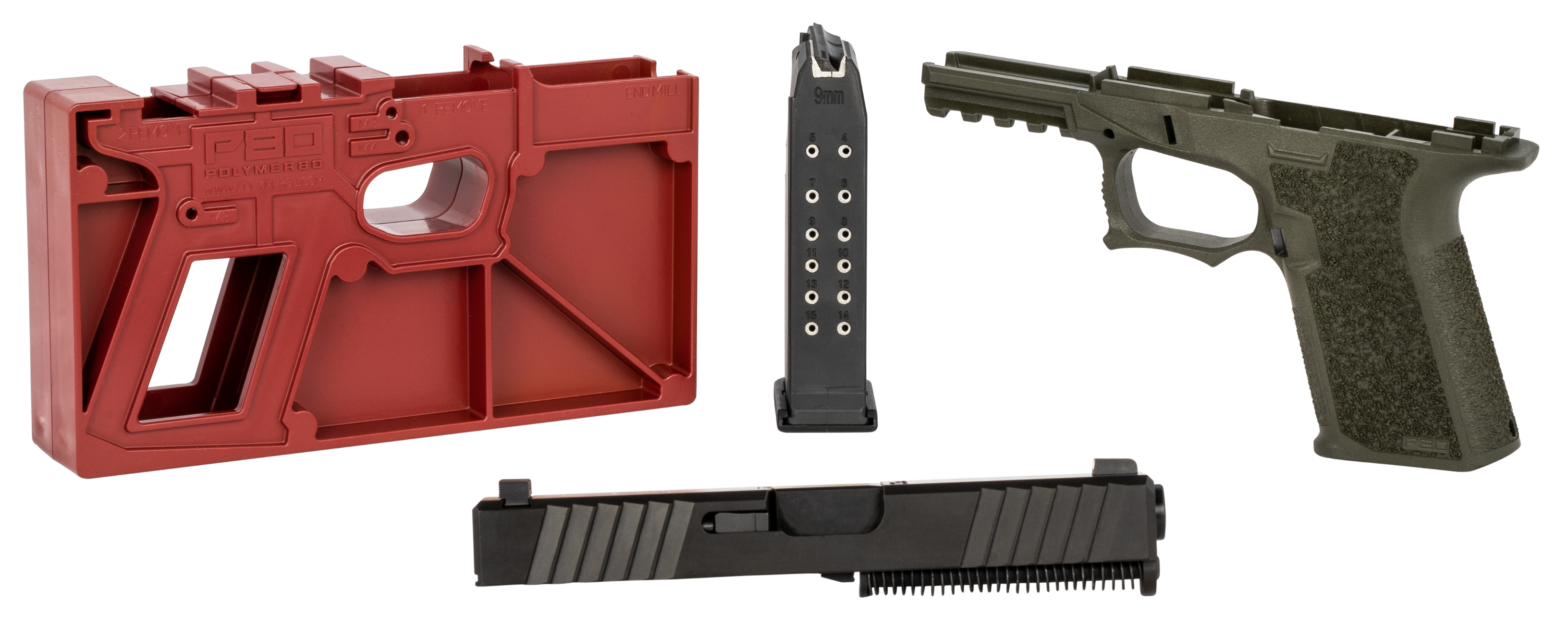 Polymer80 Pf940c, P80 Pf940c-bbs-odg  Glk19 Buy Build Shoot Kit 15rd