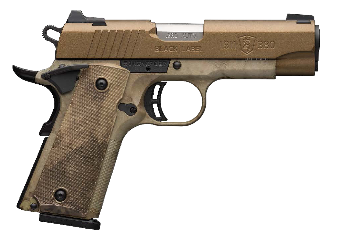 023614743057 Browning 1911-380, Brn 051-963492 1911 380 Blklbl Cmp 3 5/8 3d  Brz