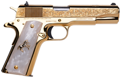Cnc Firearms Colt 1911, Cnc Cncelranch Colt 1911 38 5 Engrvd Slide 24k Gld