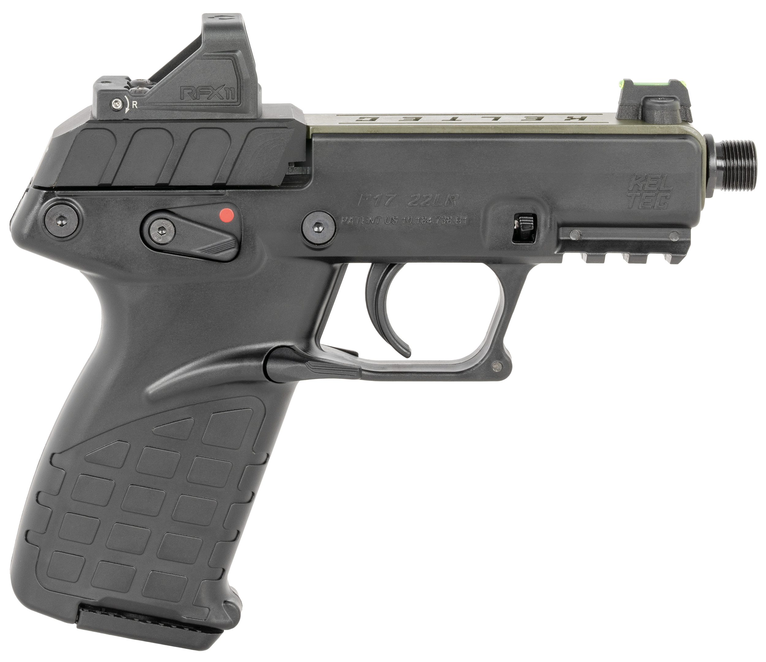 Kel-tec P17, Kel P17grnblkoptic 22lr W/optic/hlstr Grn/blk