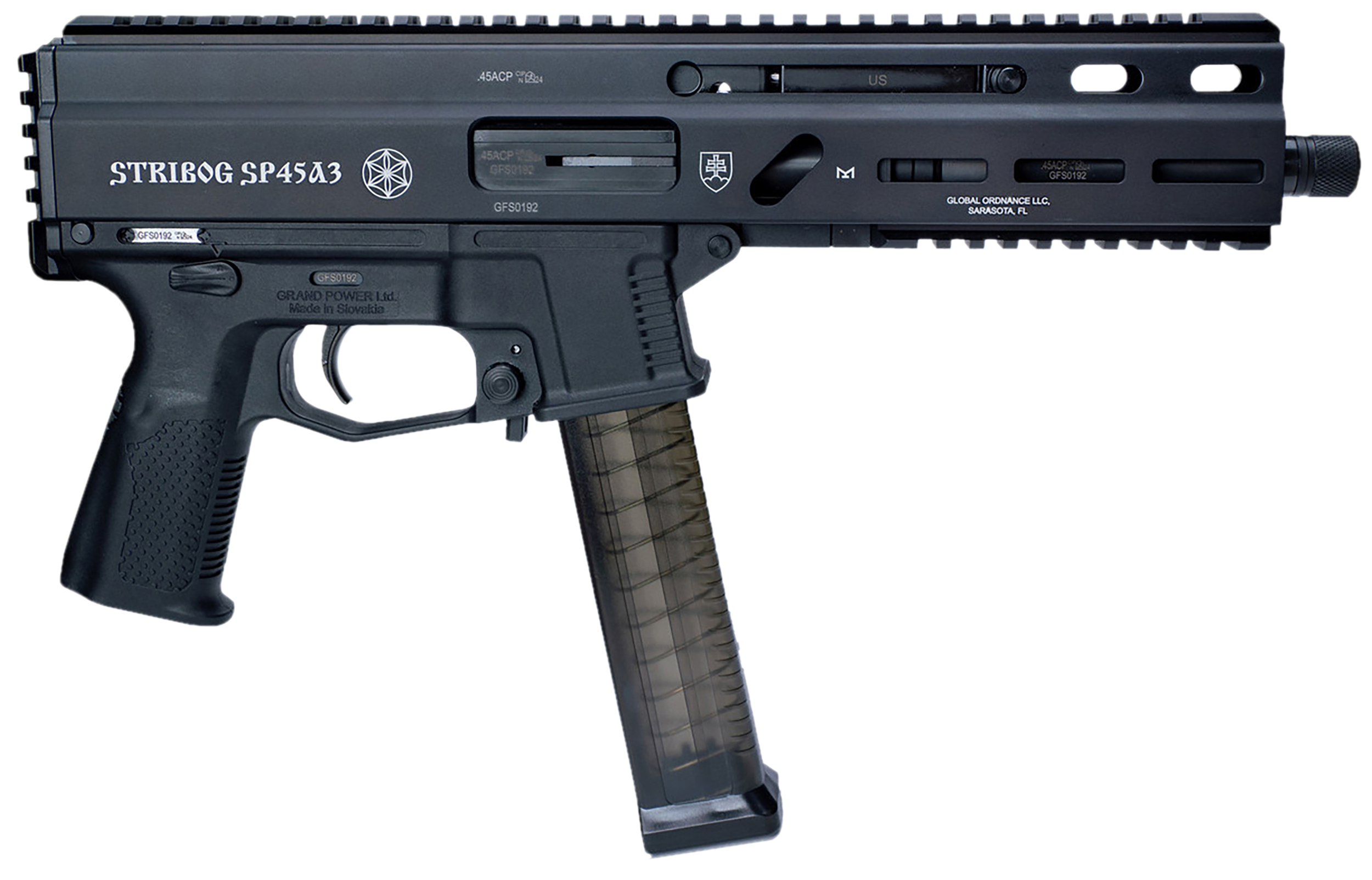 197892003506 Global Ordnance Llc , Go 197892003506 Stribog Sp45a3 45a Pst 8" Blk