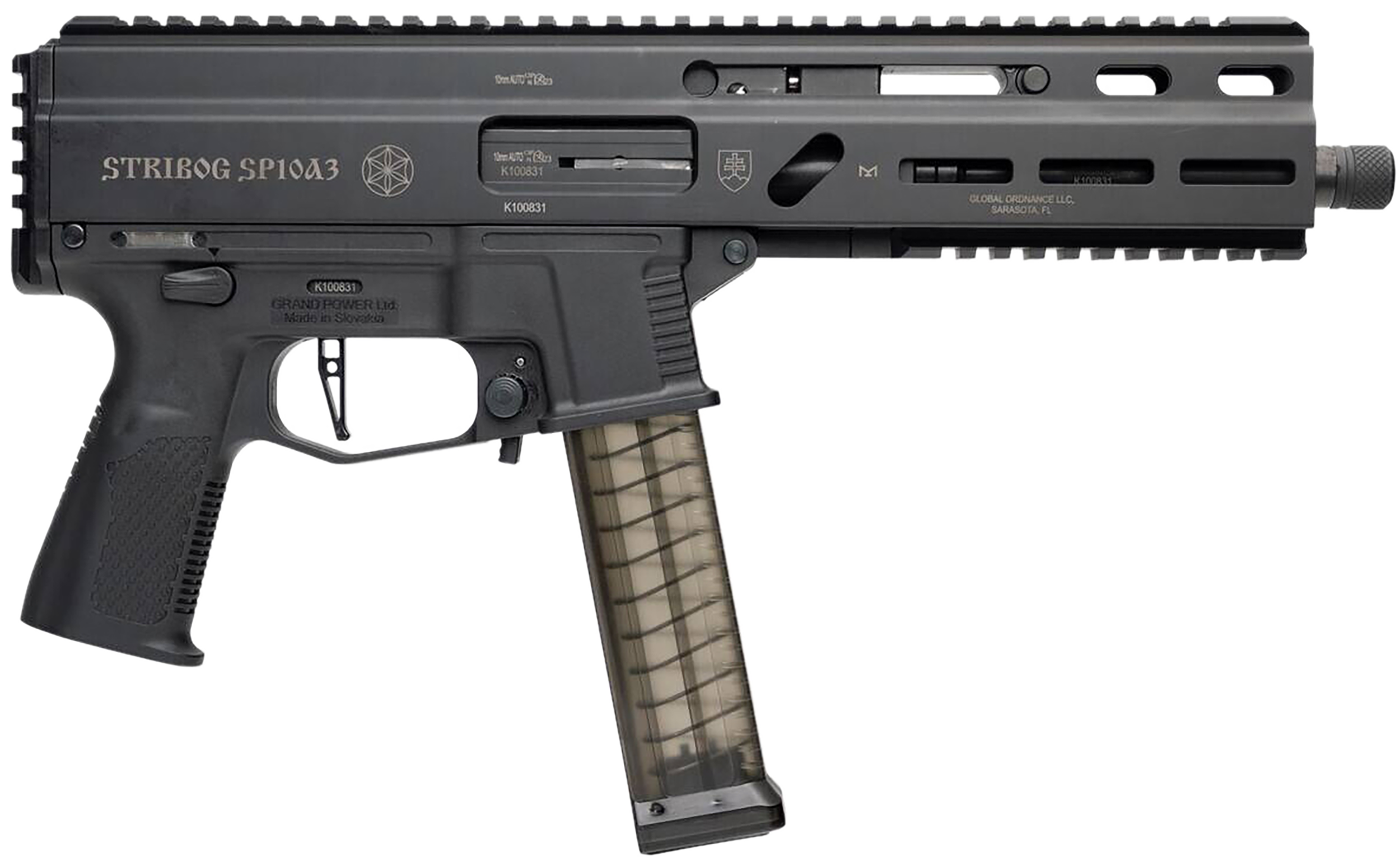 Global Ordnance Llc , Go 810091157152   Stribog Sp10a3 10m Pst 8"    Blk
