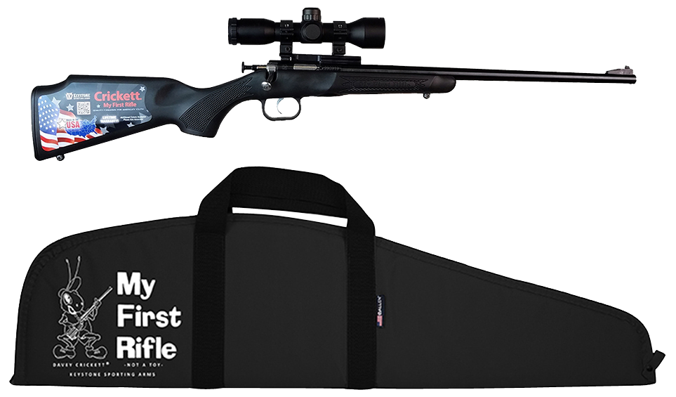 611613122401 Crickett Youth, Crick Ksa2240bsc 22lr Pkg Scp/case 16.12 1r Blk