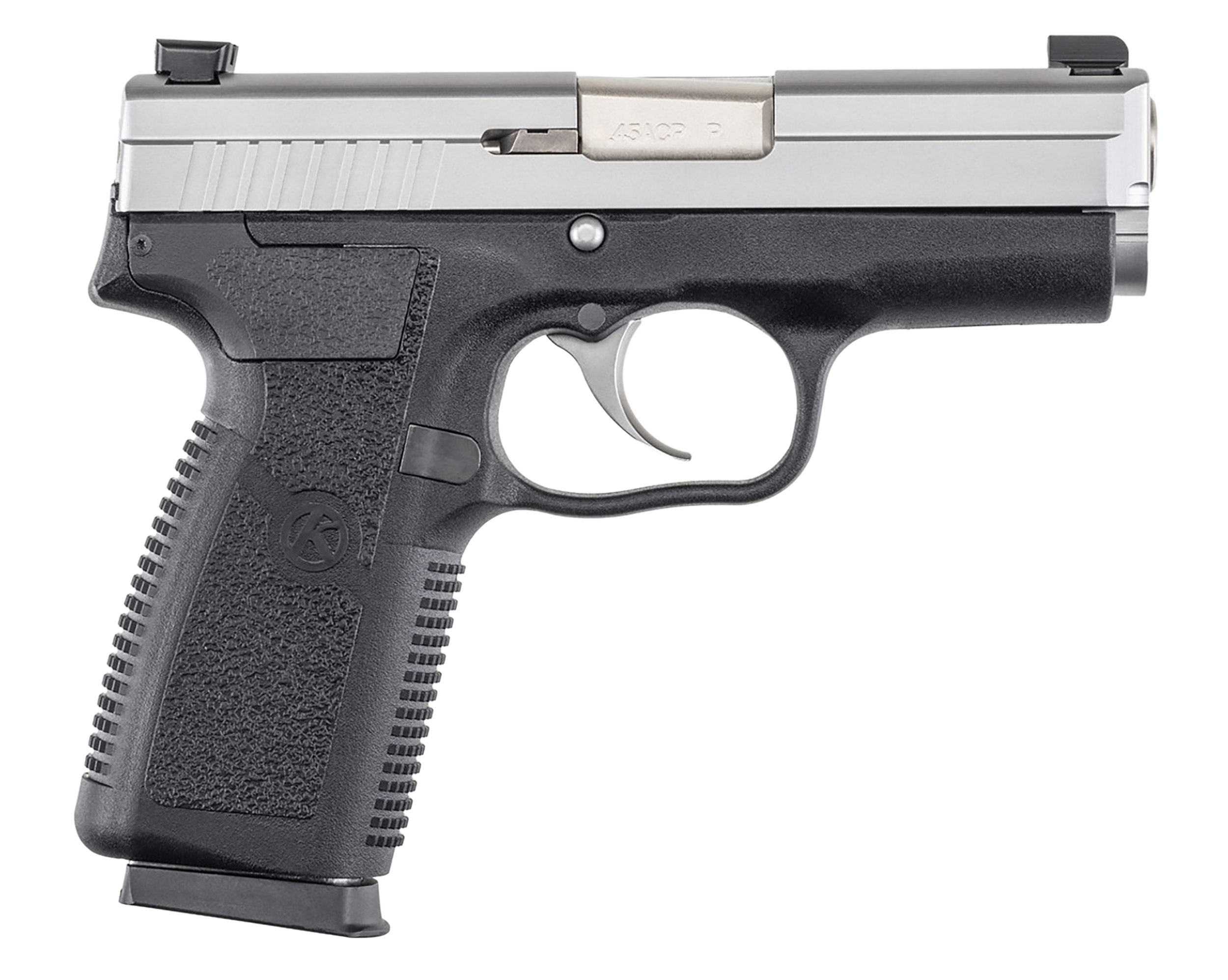 602686108096 Kahr Arms P, Kahr Kp4543n    P45    45  3.4 6/7r  Blk/ss Ns *ca