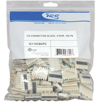 ICC 110 connecting block 4-pair 100 pk TDICC-IC110CB4PC General Tools - Picture 1 of 1