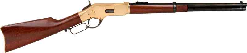 844234104253 Cimarron 1866 Yellowboy 38sp - 19" Sr Carbine Brass/blued