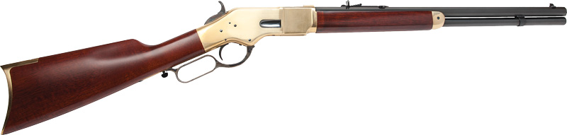 814230010117 Cimarron 1866 Yellowboy 38sp - 24" Octagon Brass/blued Walnut