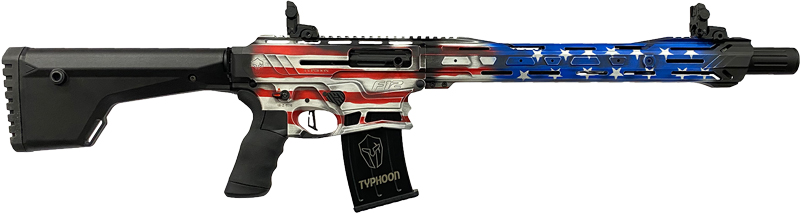 Typhoon Defense F12 Sport - 12ga 18.5" 3-5rd Mag Amer Flag
