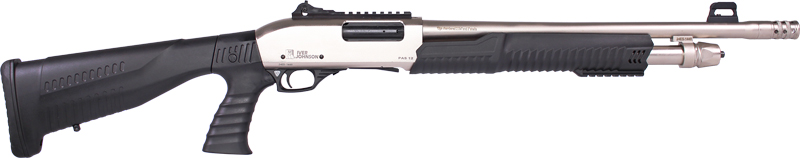 712195498684 Iver Johnson Pump 12ga 3" 18" - Nickel Qd Pistol Grip Stock