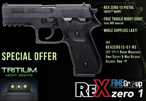 Arex Rex Zero 1s 9mm Pistol - Fs 2-17rd Truglo Package
