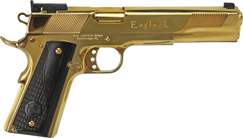 Iver Johnson Eagle Xl - 10mm 6" 24k Gold Black Wood