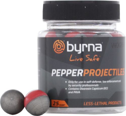 Byrna Pepper Projectiles - 25 Count Tub .68 Cal - Less-Lethal Weapons ...